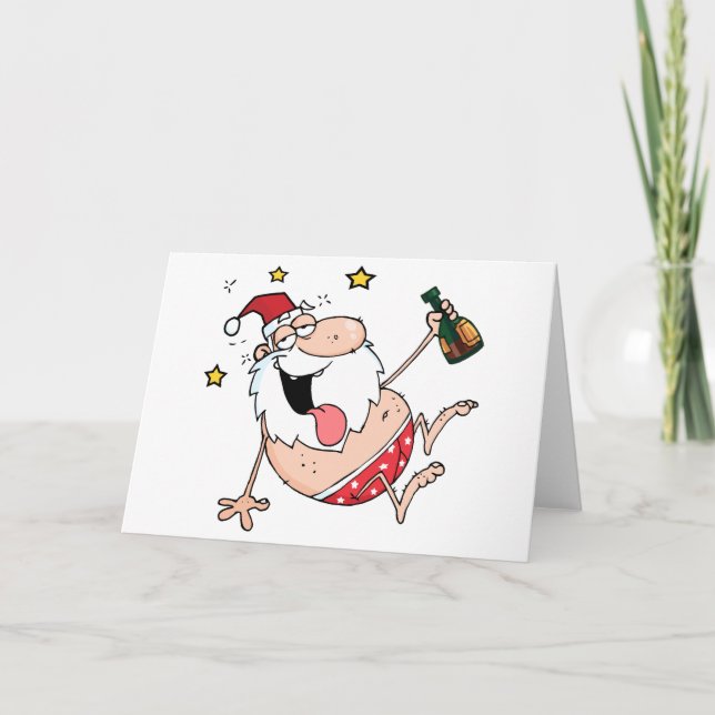 Drunk Santa Claus Holiday Card (Front)