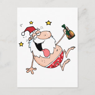 Drunk Santa Claus Holiday Postcard