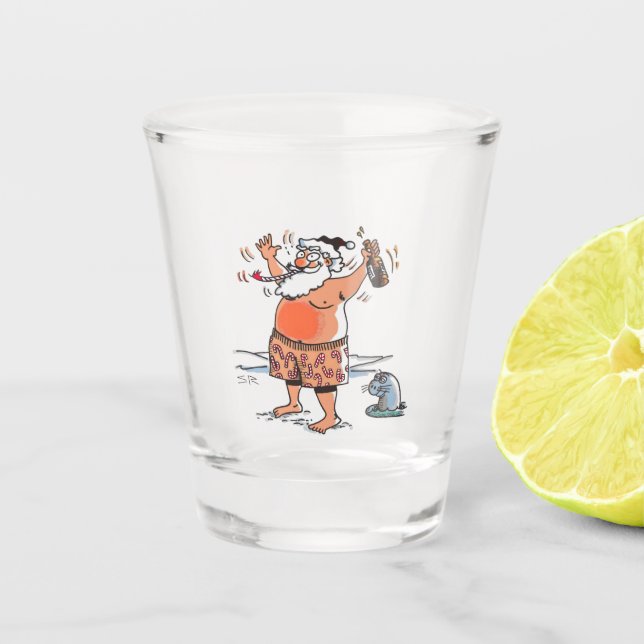 Drunk Santa clear shot glass (Front)