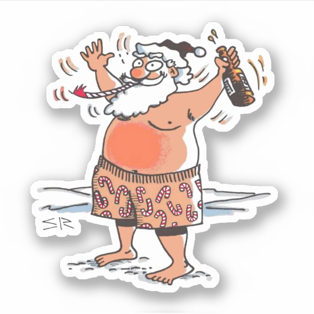Drunk Santa contour sticker (Front)