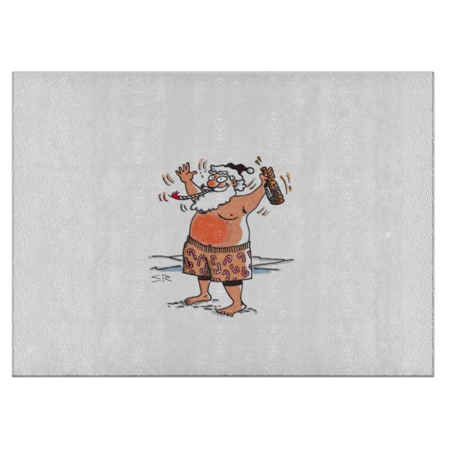 Drunk Santa glass cutting board (Front)