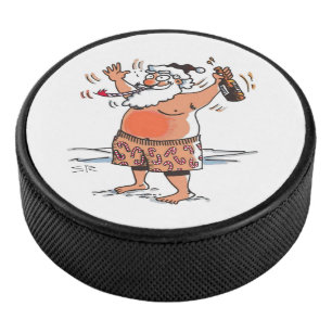 Drunk Santa hockey puck