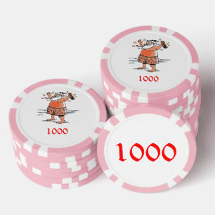 Drunk Santa pink 1000 striped poker chip