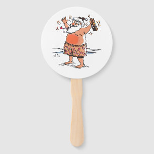 Drunk Santa round hand fans