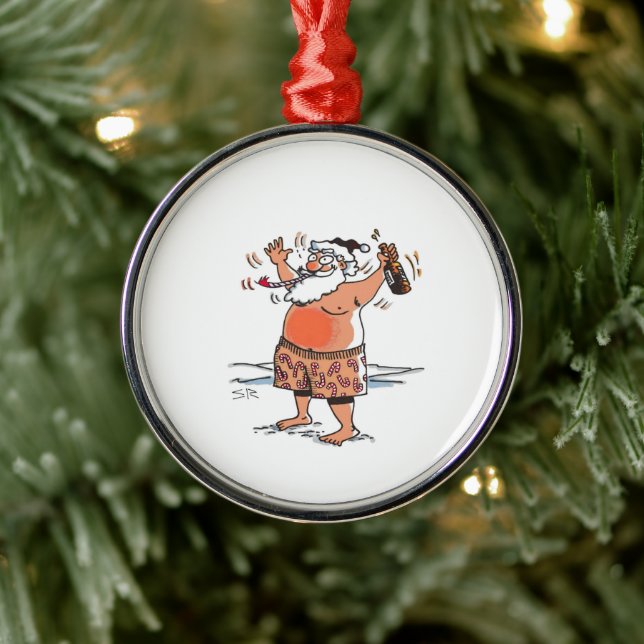 Drunk Santa round premium ornament (Tree)