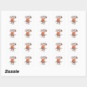 Drunk Santa small square stickers