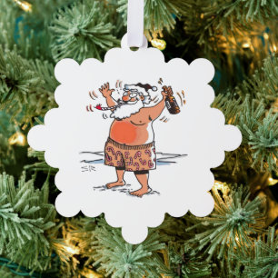 Drunk Santa snowflake paper ornament