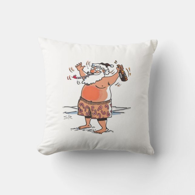 Drunk Santa square throw pillow (Front)