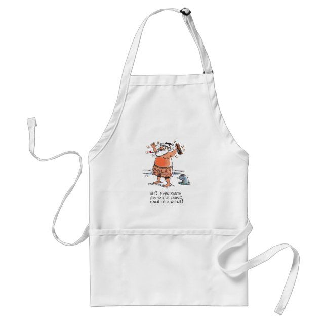 Drunk Santa standard white chef apron (Front)