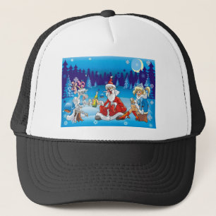 drunk Santa ugly xmas Trucker Hat