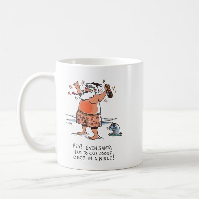Drunk Santa w seal mug (Left)