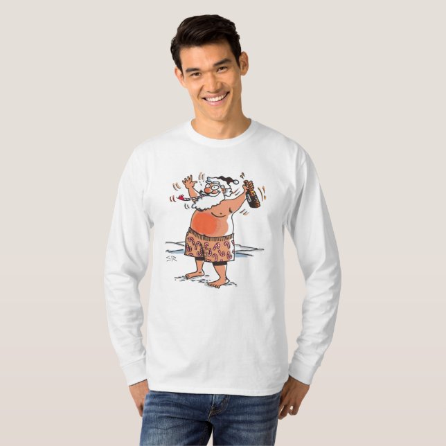 Drunk Santa white long sleeve shirt (Front Full)