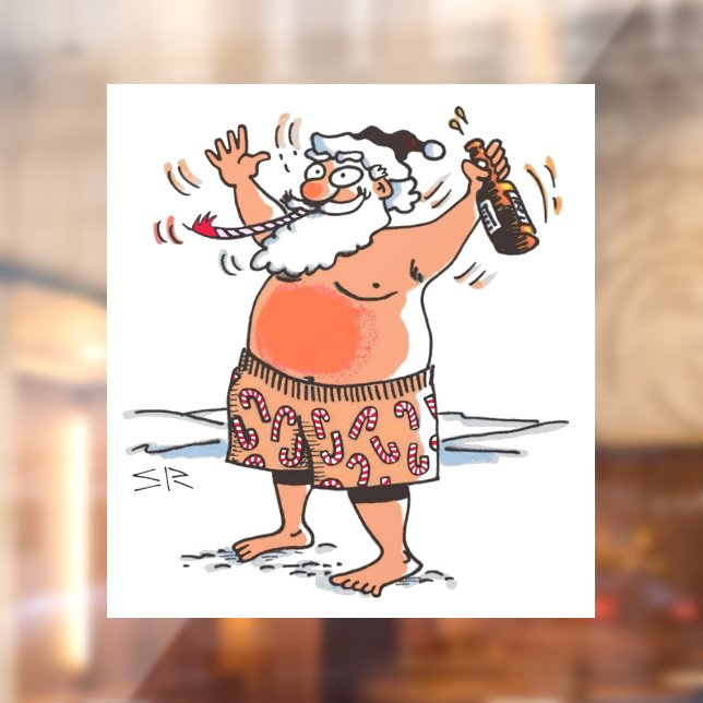 Drunk Santa window cling back stick (Sheet 2)