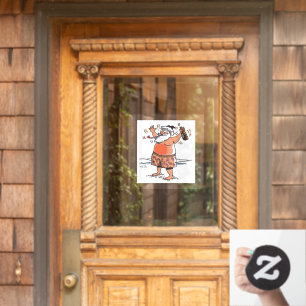 Drunk Santa window cling front stick