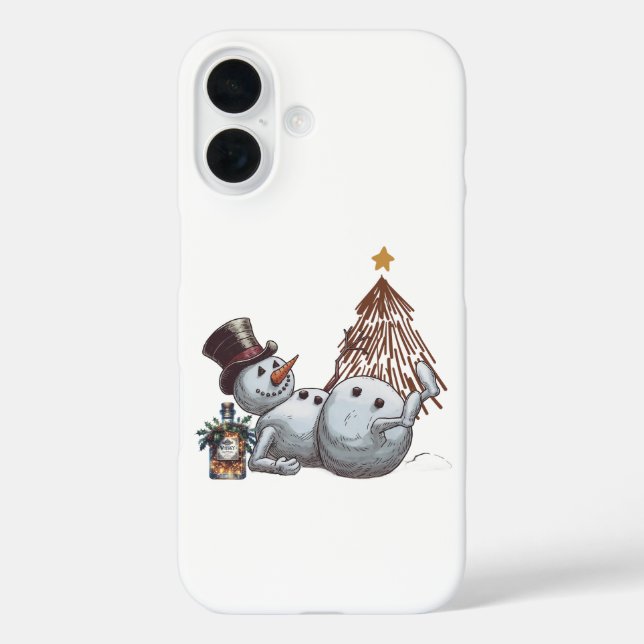 Drunk snowman with a bottle of whiskey. Case-Mate iPhone case (Back)