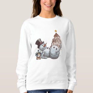 Drunk snowman with a bottle of whiskey. sweatshirt