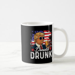 Drunk Trump Drink Beer 4th Of July American Flag  Coffee Mug