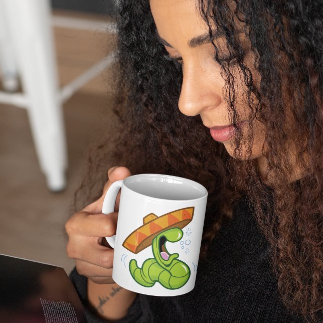 Drunk Worm with Sombrero Mexican Party Coffee Mug (Creator Uploaded)