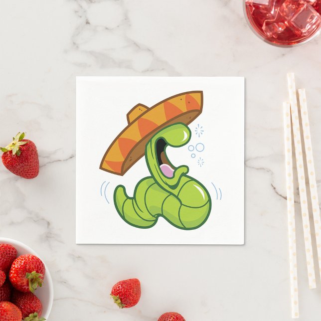 Drunk Worm with Sombrero Mexican Party Napkin (Creator Uploaded)