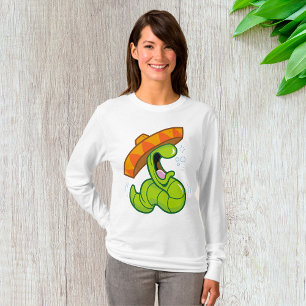 Drunk Worm with Sombrero Mexican Party T-Shirt