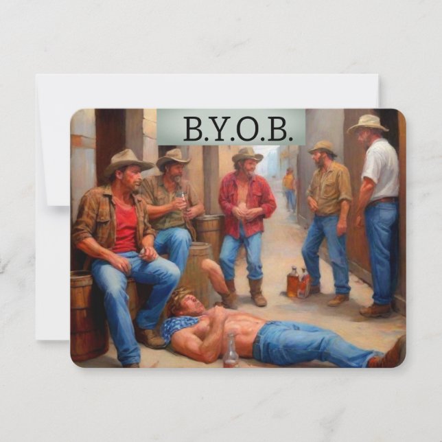 Drunken Cowboys BYOB Invitation (Front)