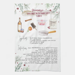 Drunken Cranberry Sauce   Recipe Heirloom Tea Towel