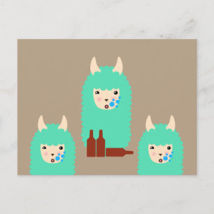 Drunken Emoji Llama (beer) Postcard