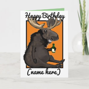 Drunken Moose Cartoon Personalised Birthday Card