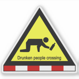 Drunken people crossing ⚠ Thai Sign ⚠