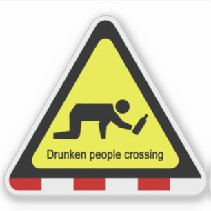 Drunken people crossing ⚠ Thai Sign ⚠