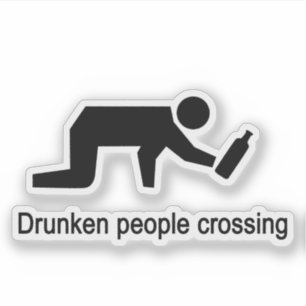 Drunken people crossing ⚠ Thai Sign ⚠