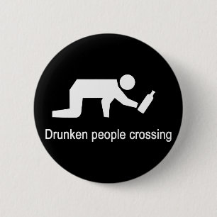 Drunken people crossing ⚠ Thai Sign ⚠ 6 Cm Round Badge