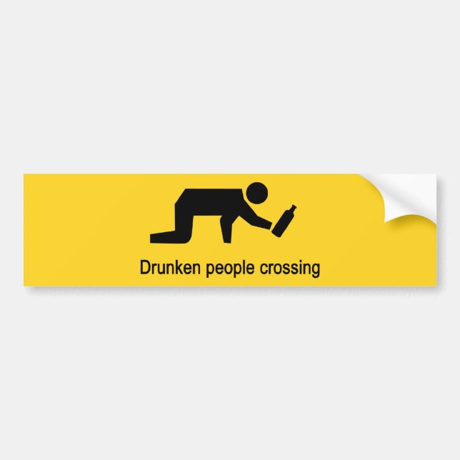 Drunken people crossing ⚠ Thai Sign ⚠ Bumper Sticker (Front)