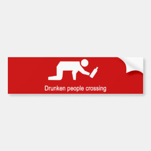 Drunken people crossing ⚠ Thai Sign ⚠ Bumper Sticker