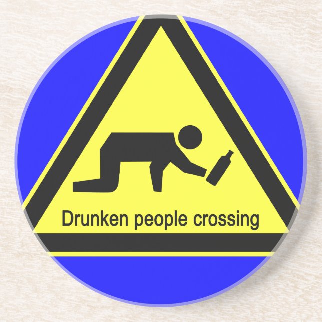 Drunken people crossing ⚠ Thai Sign ⚠ Coaster (Front)