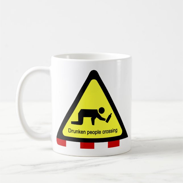 Drunken people crossing ⚠ Thai Sign ⚠ Coffee Mug (Left)