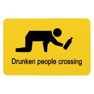 Drunken people crossing ⚠ Thai Sign ⚠ Magnet