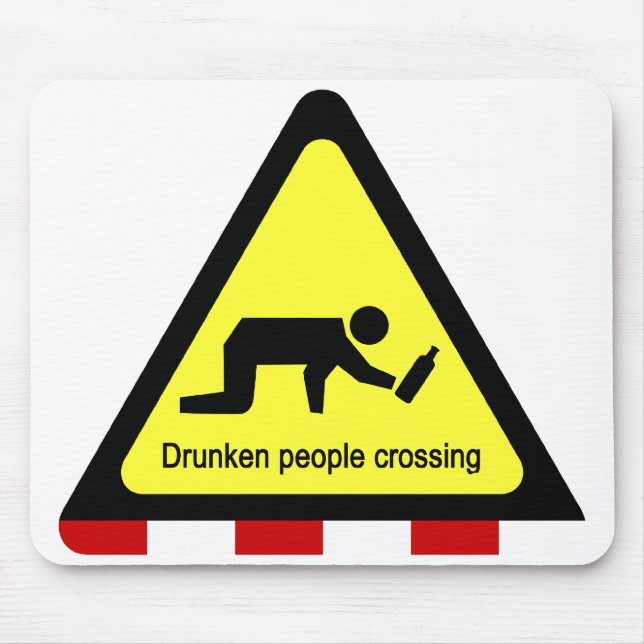 Drunken people crossing ⚠ Thai Sign ⚠ Mouse Mat (Front)