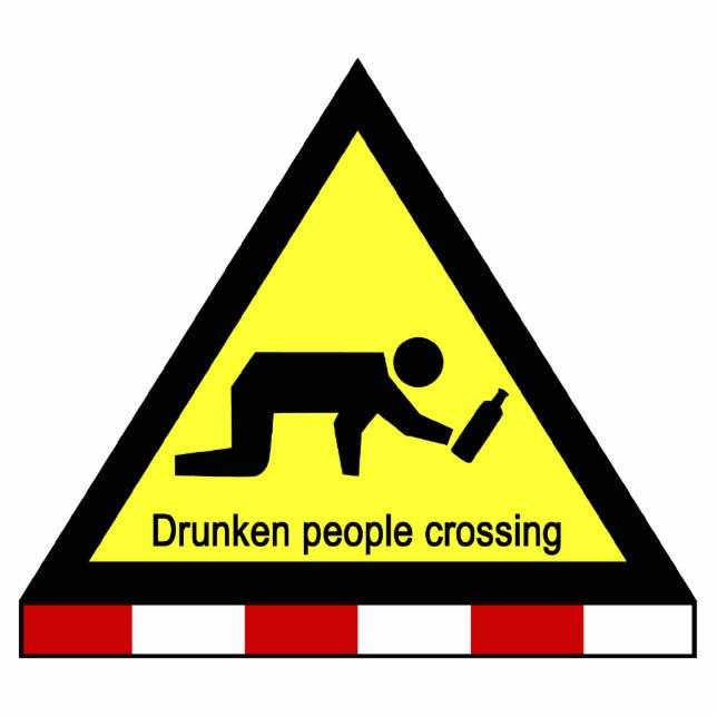 Drunken people crossing ⚠ Thai Sign ⚠ Standing Photo Sculpture (Front)