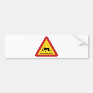 DRUNKEN PEOPLE CROSSING TRAFFIC SIGN BUMPER STICKER