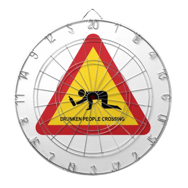 DRUNKEN PEOPLE CROSSING TRAFFIC SIGN DARTBOARD (Front)