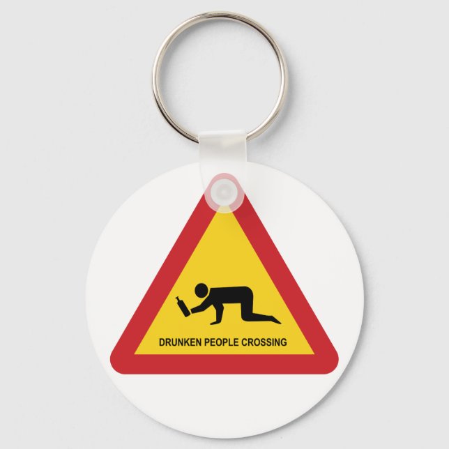 DRUNKEN PEOPLE CROSSING TRAFFIC SIGN KEY RING (Front)