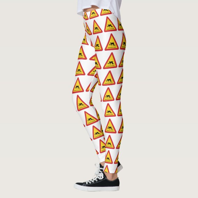 DRUNKEN PEOPLE CROSSING TRAFFIC SIGN LEGGINGS (Left)
