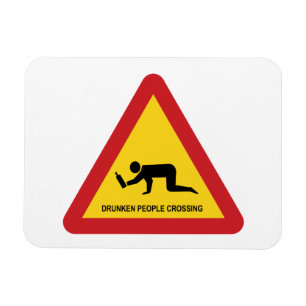 DRUNKEN PEOPLE CROSSING TRAFFIC SIGN MAGNET