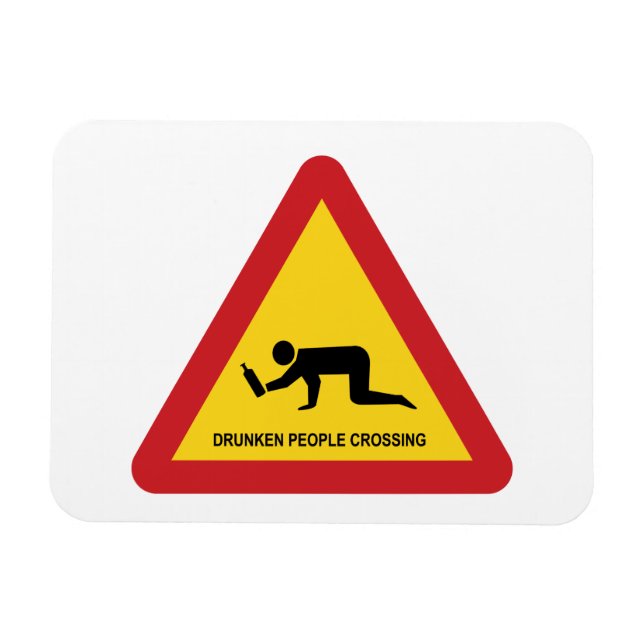 DRUNKEN PEOPLE CROSSING TRAFFIC SIGN MAGNET (Horizontal)