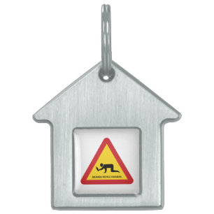 DRUNKEN PEOPLE CROSSING TRAFFIC SIGN PET ID TAG