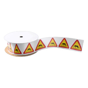 DRUNKEN PEOPLE CROSSING TRAFFIC SIGN SATIN RIBBON
