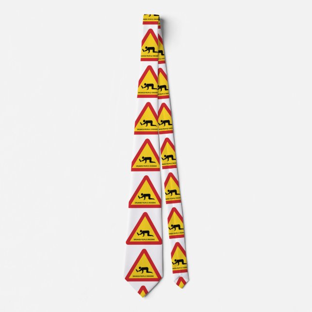 DRUNKEN PEOPLE CROSSING TRAFFIC SIGN TIE (Front)
