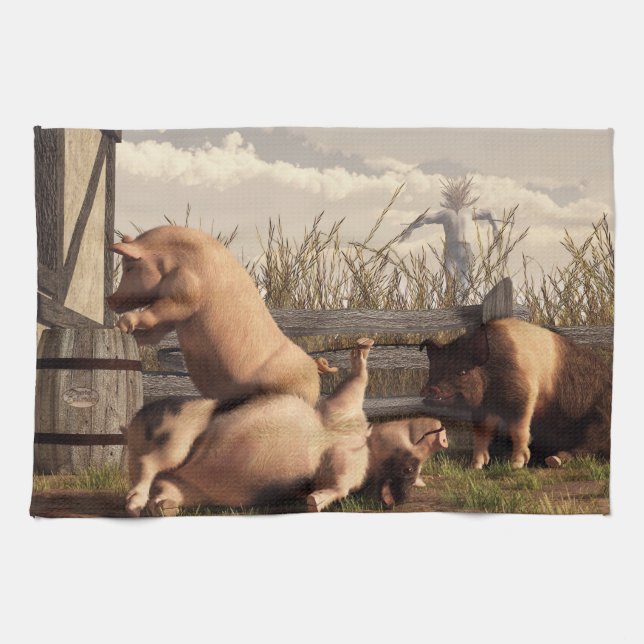 Drunken Pigs Tea Towel (Horizontal)