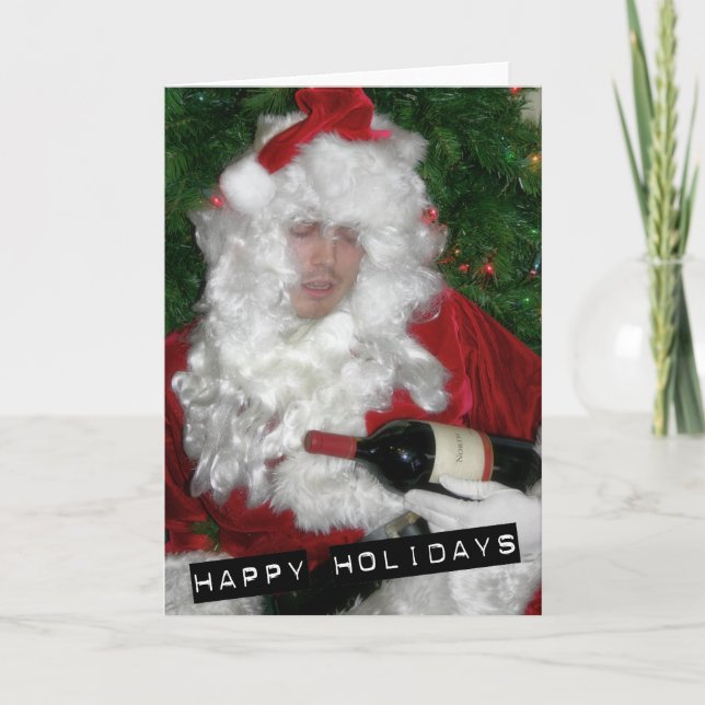 Drunken Santa Holiday Card (Front)